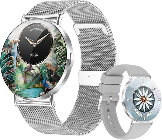 Ultra-Slim Women’s Smart Watch 41mm, All-Metal Body, 1.32" AMOLED Display, Bluetooth Calls, Health & Fitness Tracker with 150+ Sports Modes, for iPhone & Android (Silver)