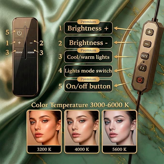 Hi_friend 23 inch Half Moon Lamp, Portable Esthetician Lash Light for Lash Tech, Bright Eyelash Extension Arched LED Floor Light, Lashing Lamp for Beauty, Skincare, Lashes (Black)