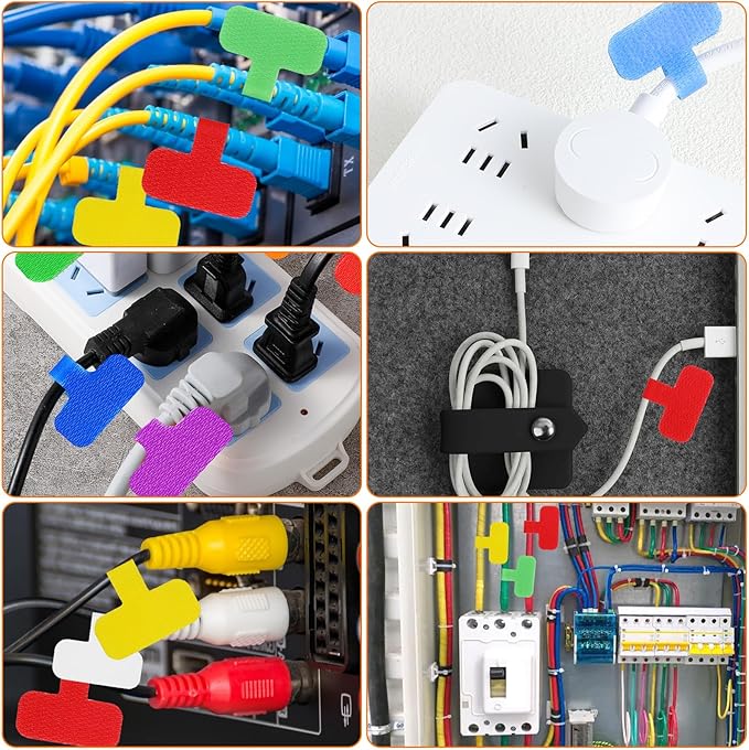 Cable Labels, Cord Labels for Electronics, Multi-Color Waterproof Cable Label Tags for Wire Management and Identification, Medium WireLabel for Management, Reusable Cord Label Can Write On - 24 Pcs
