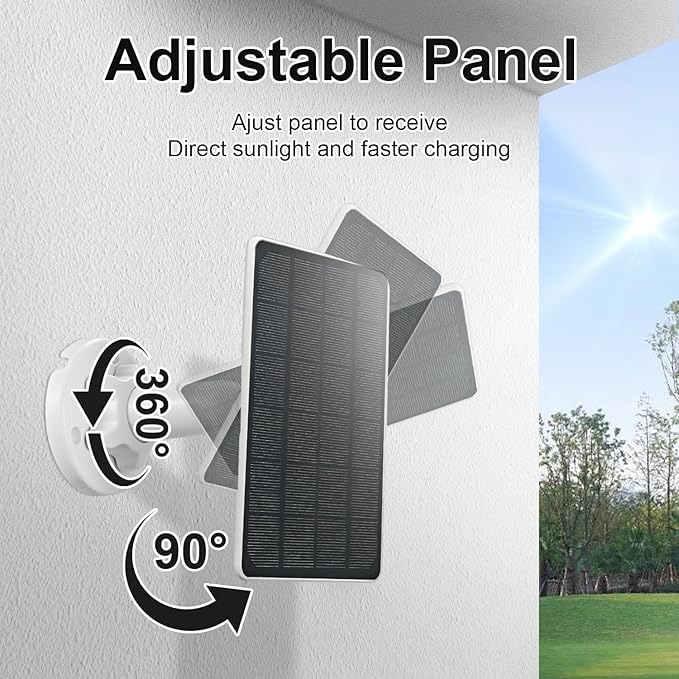 2PC Solar Panel Compatible with Wyze Battery Cam Pro, Cam Outdoor V1/V2, 9.4ft Waterproof Charging Cable, 360°Adjustable Mount, IP65 Waterproof Solar Charger for Outdoor Security Camera