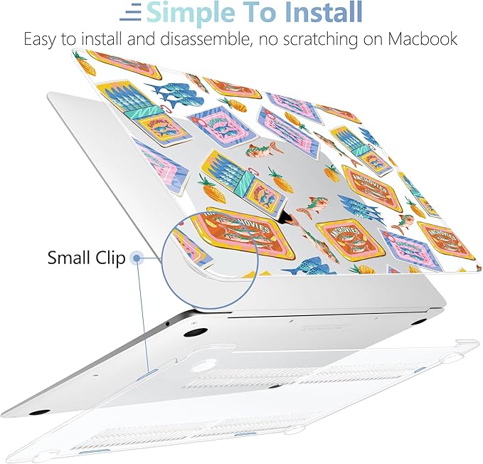 MEEgoodo for MacBook Air 13.3 inch Case 2021 2020 2019 2018 A2337 M1 A2179 A1932, Laptop Shell for MacBook Air M1 with Keyboard Webcam Cover & Trackpad Film & Type C Adapter,Colorful Sardines Fish