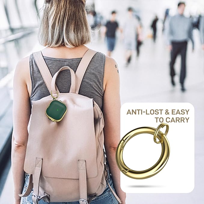 Maxjoy for AirPods 4 Case with Lock, Cute AirPods 4 Case Lock Protective Hard AirPod 4 Generation Cover for Women Men with Keychain Clip for AirPod 4th Generation Cover 2024, Green/Gold