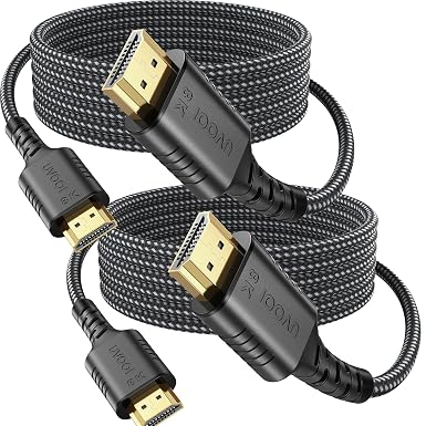 15 FT HDMI Cable 2-Pack,8K HDMI 2.1 Shielded in Wall Cord CL3 Rated 3D HDR