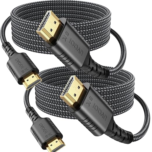 15 FT HDMI Cable 2-Pack,8K HDMI 2.1 Shielded in Wall Cord CL3 Rated 3D HDR