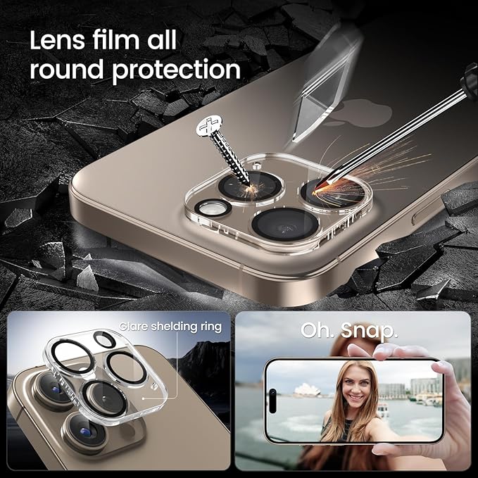 MOHAVE 2+2 Pack for iPhone 16 Pro Max Screen Protector 6.9" with Camera Lens Protector [Auto Alignment/Dust Removal] HD Clear Tempered Glass [Military Grade Shatterproof] Case Friendly