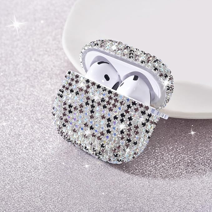 VISOOM Bling Jewelry Case for Airpods 4 Cases 2024 Cover Women, Sparkly Diamond Air Pods 4 Gen Case Glitter Rhinestone Airpod Cases 4th Generation iPods 4 Cas with Keychain for iPod Earbud Airpod 4th