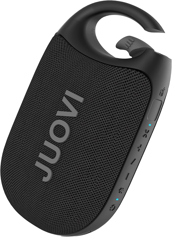 Clip Portable Bluetooth Speaker Wireless,Stereo Sound,24H Playtime,Loud Volume,Bluetooth 5.3 Connectivity,IP68 Waterproof,Built-in Carabiner,Speaker for Beach,Room,and Outdoor Travel (Black)