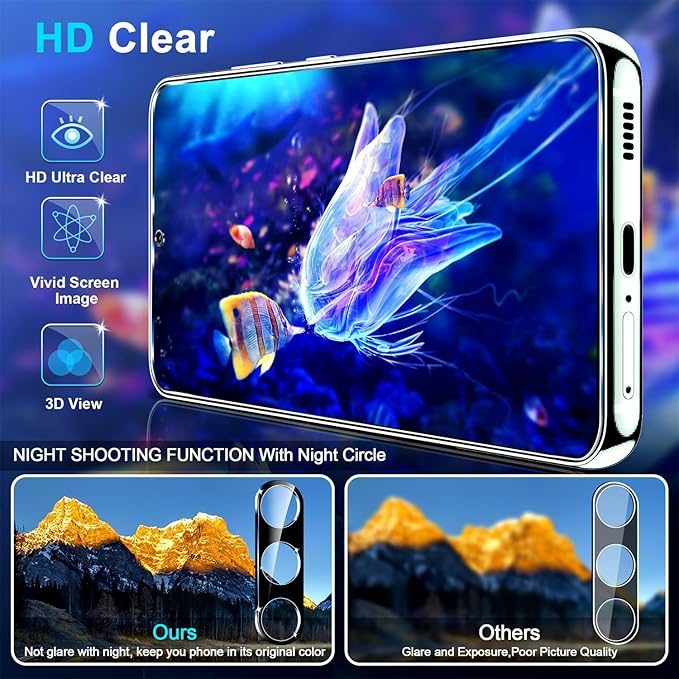 3 Pack Privacy Screen Protector for Samsung Galaxy S26 Tempered Glass + 2 Pack Camera Lens Protector, True 25°Anti Spy, 9H+ Hardness, Fingerprint Unlock, Case Friendly Bubble-Free 6.9 Inch