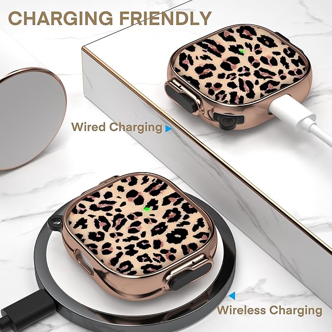 Maxjoy for AirPods 4 Case with Lock, Cute AirPods 4 Case Lock Protective Hard AirPod 4 Generation Cover for Women Men with Keychain Clip for AirPod 4th Generation Cover 2024, Leopard