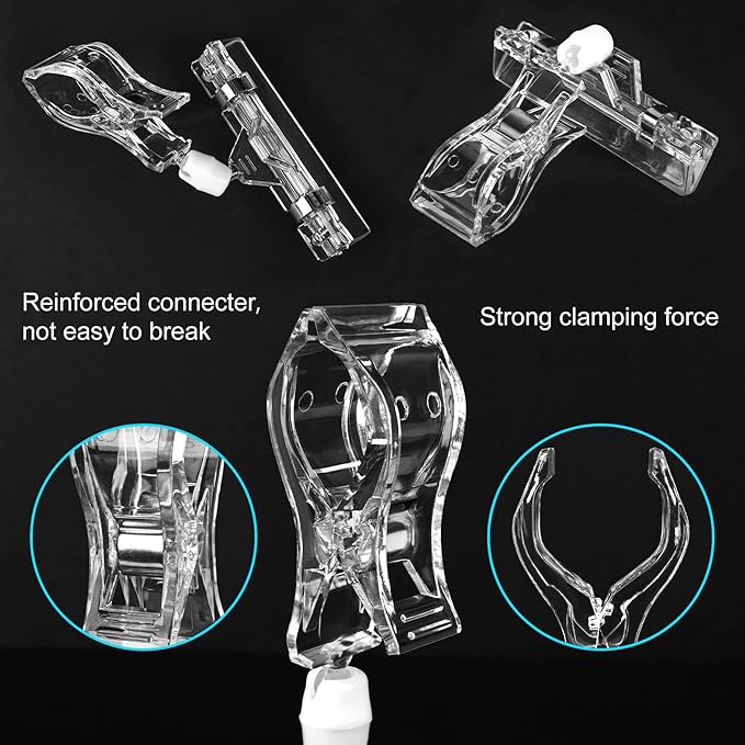 Clear Sign Clips on Merchandise Display 24 Pack Plastic Label Pop Clips on Sign Holder Shelf Double Sided Swivel Price Tag Clips on Clothing Rack Signs Rotatable Menu Clips for Sale Retail Display