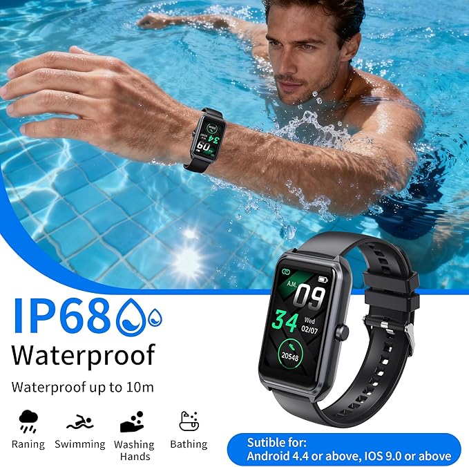 Smart Watch for Men Women (Answer/Make Calls), 1.57" HD, Heart Rate & SpO2 & Sleep Monitor, 100+ Sports Modes, IP68 Waterproof, Smartwatch Fitness Activity Tracker for Android, for iOS