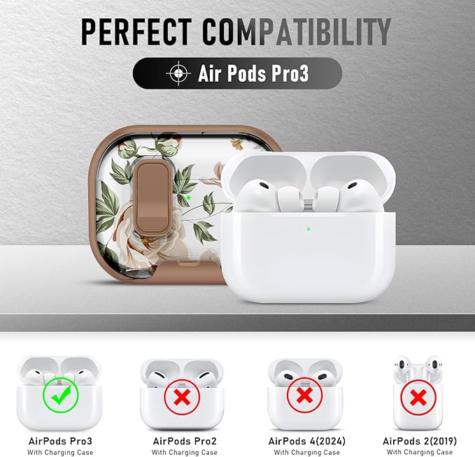 for AirPods Pro 3 Case (2025) with Phone Stand & Cleaner Kit, Cute Soft Silicone Cover for AirPods Pro 3rd Genera case with Keychain for Women Men with Keychain for Airpod Pro case(2025)