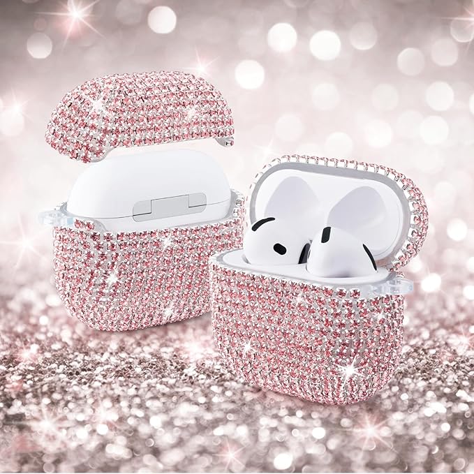 VISOOM Cute Jewelry Case for Airpods 4 Cases 2024 Cover Women, Sparkly Air pods 4 Gen Cases Hard TPU Airpod Case 4th Generation Glitter iPods 4 Cases with Bling Keychain for iPods Earbuds Airpods 4th
