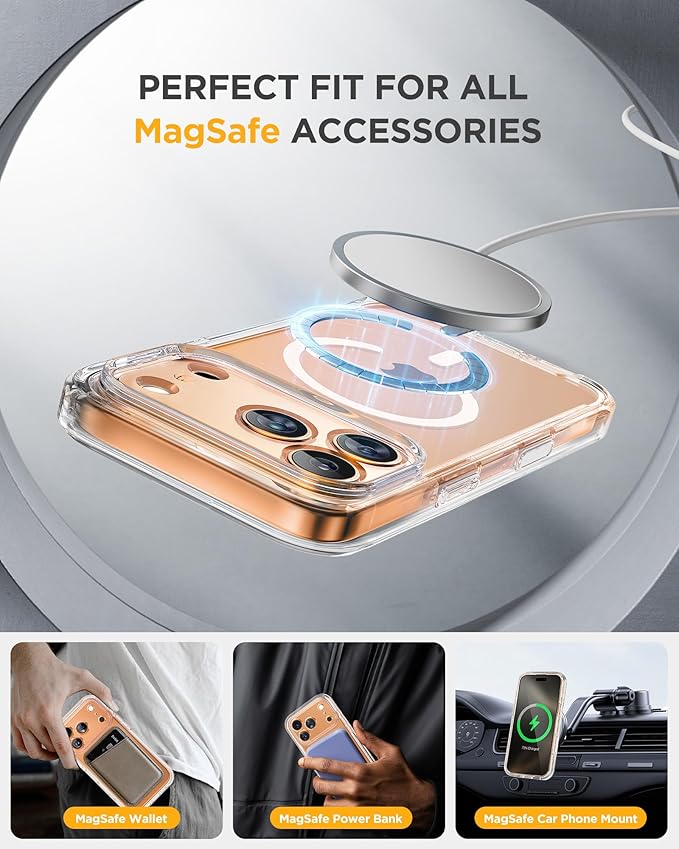 Miracase for iPhone 17 Pro Max Case 6.9" Full-Body Phone Case with Built-in Glass Screen Protector& Full Camera Protector,[Magnetic with MagSafe] Drop Proof 17 ProMax Cover, Clear