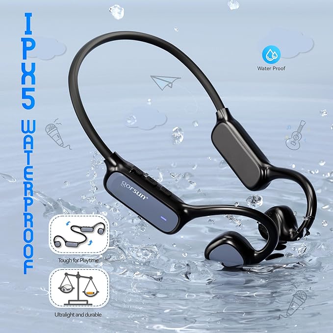 Kids Bluetooth Headphones, Wireless Kids Earbuds with 85dB Volume Limit, Bluetooth5.3, Air Conduction Open-Ear Headphones, 20-Hour Playtime, with Built-in Mic for Toddlers, Boys and Girl (Black)