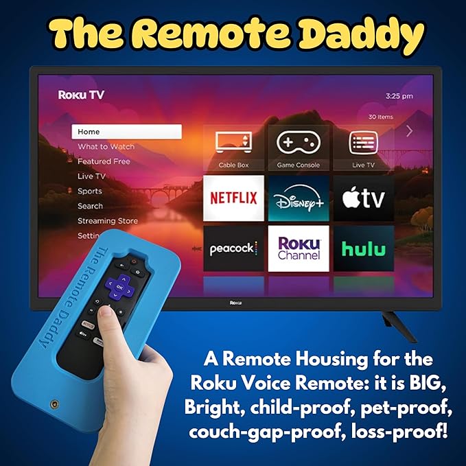Stops Dog Chewing | Kid-Proof | Locks Battery Compartment | Shock-Absorbing Remote Cover | Prevents Remote Loss | Protective Case for Roku Voice Remote