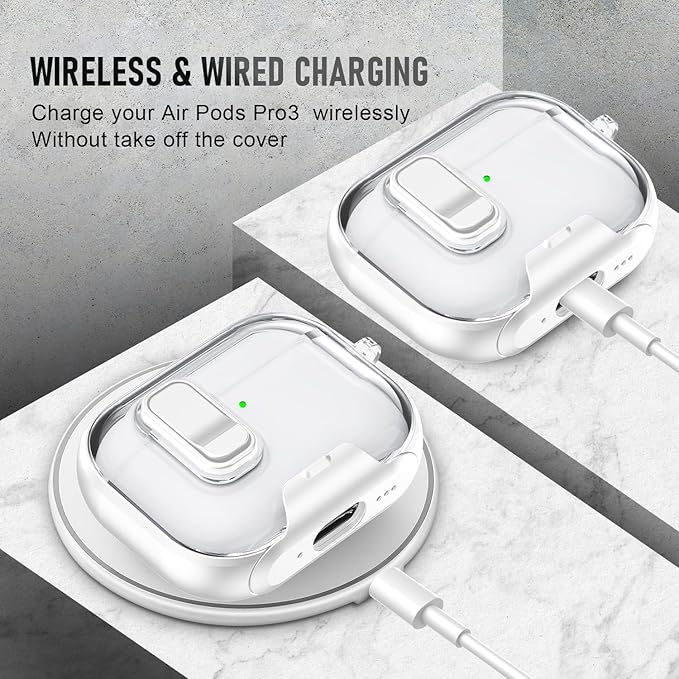 for AirPods Pro 3 Case (2025) with Phone Stand & Cleaner Kit, Cute Soft Silicone Cover for AirPods Pro 3rd Genera case with Keychain for Women Men with Keychain for Airpod Pro case(2025) White