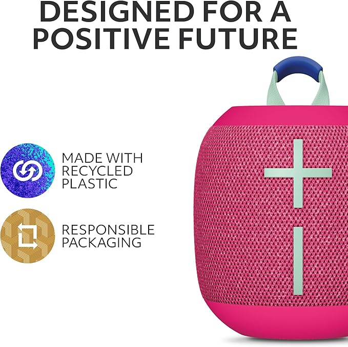 Ultimate Ears WONDERBOOM 4 Portable Waterproof Bluetooth Speaker with Big Bass and 360-Degree Sound, Dustproof Floating Speaker with 131ft (40m) Range - Pink