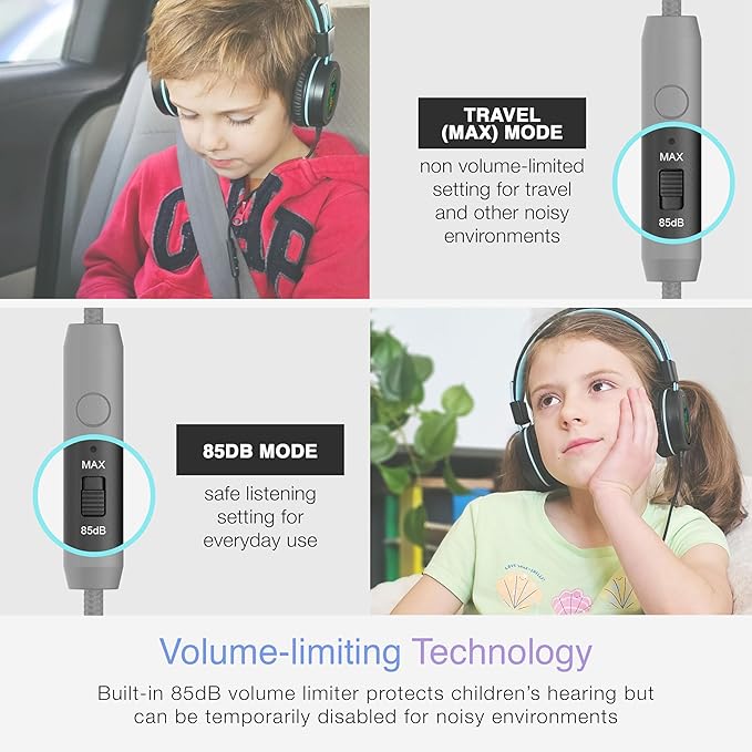 MEE audio KidJamz KJ55 Wired Children’s Headphones with 3.5mm Plug (Black, AUX Standard)