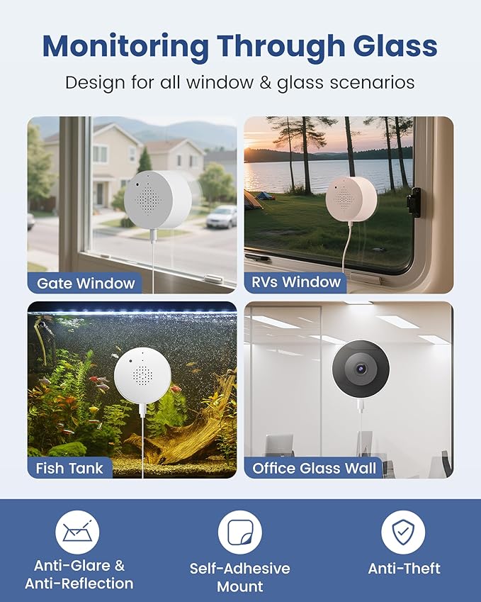3MP 2K Window Camera, WiFi6 Indoor Camera for Home Security, with Full-Color Night Vision, AI Person/Vehicle/Motion Detection, 24/7 Recording, Easy & Quick Install, Replaces Outdoor Cameras