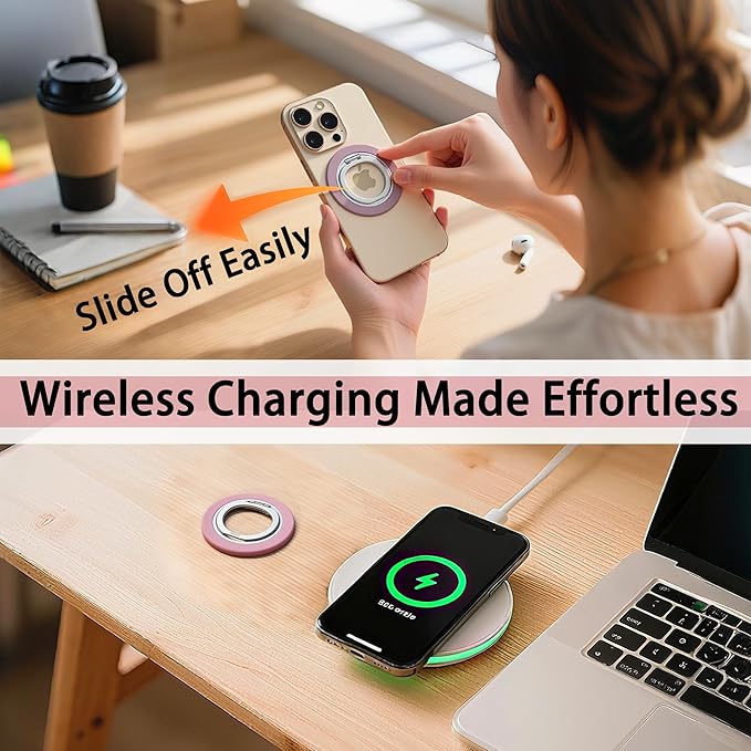 Magnetic Phone Grip Holder for Magsafe Phone Grip iPhones with Magnetic Phone Ring Kickstand,360 Adjustable Phone Holder for Hand and Phone Ring Holder Grip for Videos, Travel, Workout,Pink