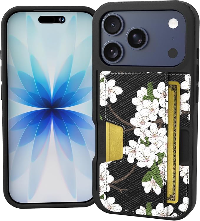 Smartish® iPhone 17 Pro Wallet Case - Wallet Slayer Vol. 2 [Slim + Protective] Credit Card Holder w/Kickstand - Drop Tested Hidden Card Slot Cover for Apple iPhone 17 Pro - Very Cherry Blossom