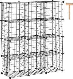C&AHOME Wire Cube Storage, 12-Cube Storage Organizer Metal, C Grids, Black