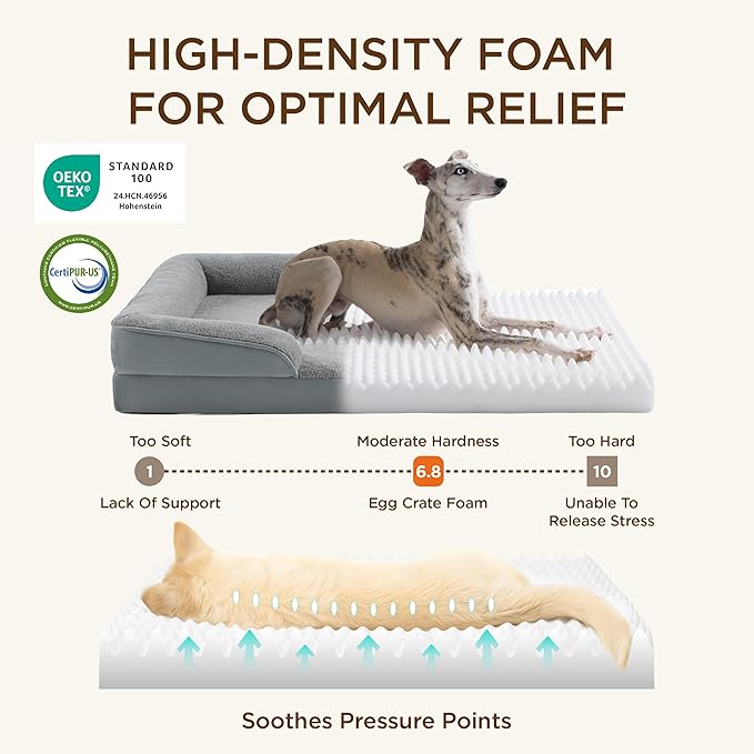 Bedsure Self Warming Orthopedic Dog Beds Large Sized Dog - Washable Large Dogs Bed Waterproof, Big Comfort Dogs Couch Sofa with Removable Cover, Pet Bed with Nonskid Bottom, Brown, Non-Electric