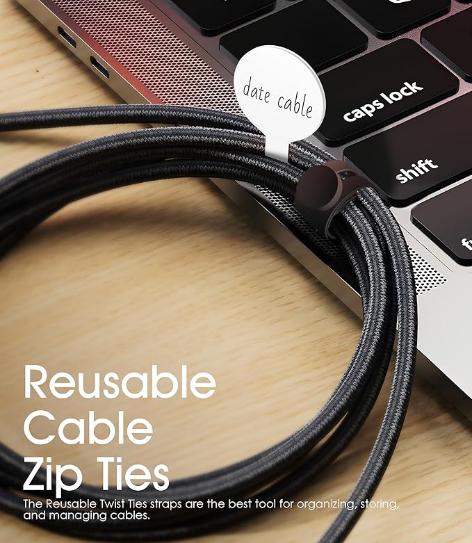 32Pcs Nearockle Cable Labels and Silicone Cable Ties Value Cable Management Set, 20 Cable Ties+12 Cord Labels for Electronics, Travel Home Office Desk Wire Organization(Black&White)