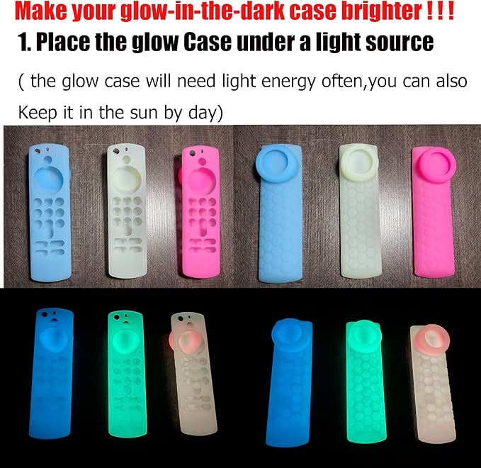 [2 Pack] TV Stick 3rd Gen Remote Cover with tag Holder,Glow in Dark,TV Stick 4k Max Remote Case Compatible for Tile Sticker,Glow Blue and Glow Green
