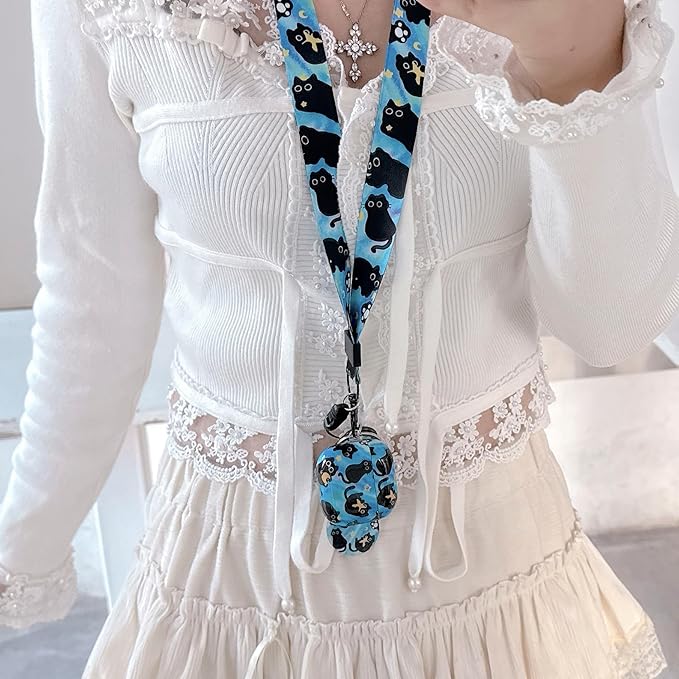 Cute Cat Design Air Pod Pro 3 Generation Case（2025） with Cat Lanyard Keychain，Unique IMD Process TPU Soft Pro 3 Case