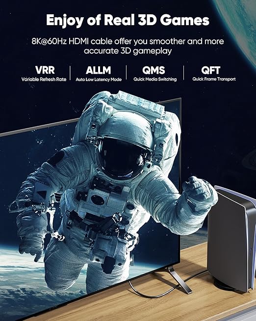 Highwings HDMI Cable 13 FT Long, 4K 8K 10K HDMI 2.1 Cord Ultra High Speed [in-Wall CL3 Rated, 8K@60Hz 4K@120Hz Video 48Gbps], Fit, Durable, Flexible, eARC, HDCP, Compatible for Ethernet SoundBar