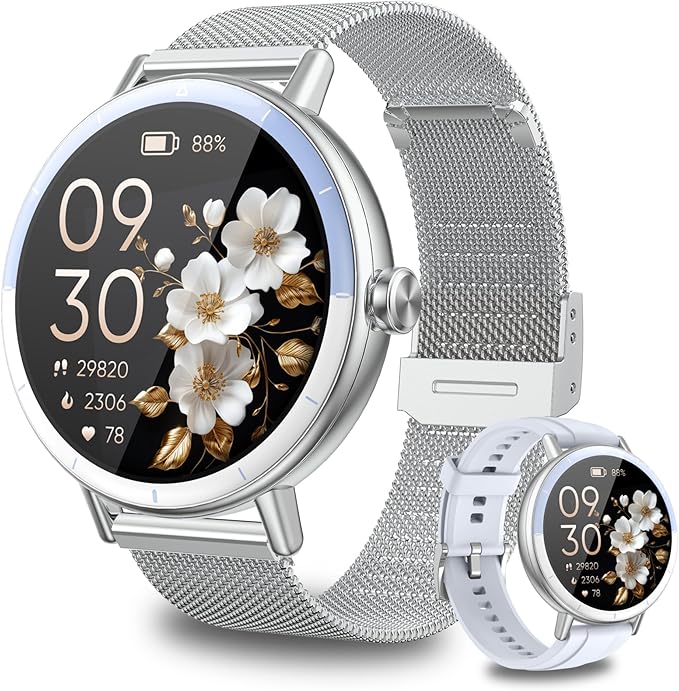 KEEPONFIT Smart Watches with Bluetooth Calls(Answer&Make) for Android/iPhone,1.27’’ Touch Screen with IP68 Waterproof Activity for Women/Men, Pedometer with 100 Sports Model+/Heart Rate/SpO2 Monitor