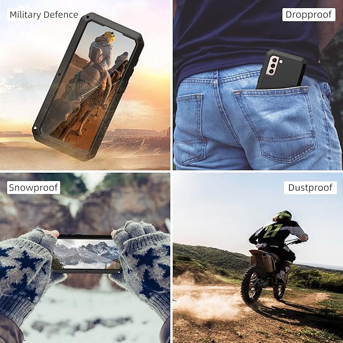 Mitywah Case Designed for Samsung Galaxy S21 Plus, Military Grade Heavy Duty Shockproof Drop Proof Dirtproof Rugged Aluminum Metal Tough Cases Cover for Galaxy S21 Plus 6.7 inch-Black