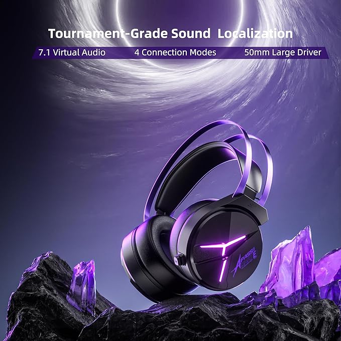 THS319 Stereo USB Gaming Headset for Pc,Laptop,Xbox, Ps4, Ps5, Switch,Noise Cancelling Over Ear Headphones with Mic,RGB Light, Soft Memory Earmuffs-Black Purple