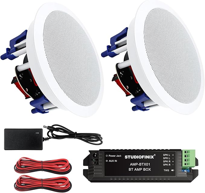 STUDIOFINIX 5.25 Inch Bluetooth Ceiling Speakers,300 Watt Max Power Output for Indoor Kichten,Living Room,Study Room,Basement and Covered Patio