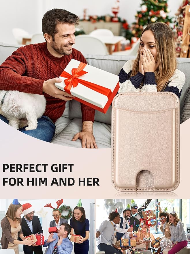 Miroddi for Magsafe Wallet, Magnetic Card Holder for iPhone 17/16/15/14/13/12 Series, Leather Magnet Phone Wallet Fit 4 Cards 3 Cash, Ultra-Thin, RFID Blocking, Gold