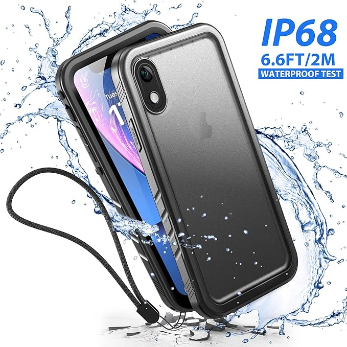 SPORTLINK for iPhone XR Waterproof Case, Waterproof Shockproof Snowproof with Built-in Screen Protector Slim Case for iPhone XR 2018 Release (6.1 inch) Black