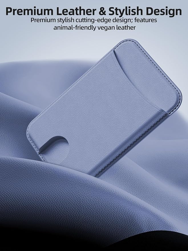 Miroddi for Magsafe Wallet, Magnetic Card Holder for iPhone 17/16/15/14/13/12 Series, Leather Magnet Phone Wallet Fit 4 Cards 3 Cash, Ultra-Thin, RFID Blocking, Lavender