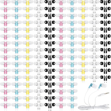 Kigeli 300 Packs Wired Earbuds Bulk, Colorful