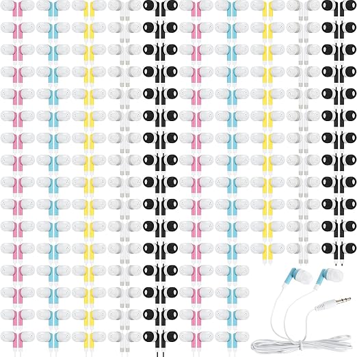 Kigeli 300 Packs Wired Earbuds Bulk, Colorful