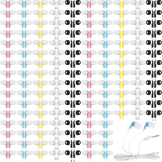 Kigeli 300 Packs Wired Earbuds Bulk, Colorful