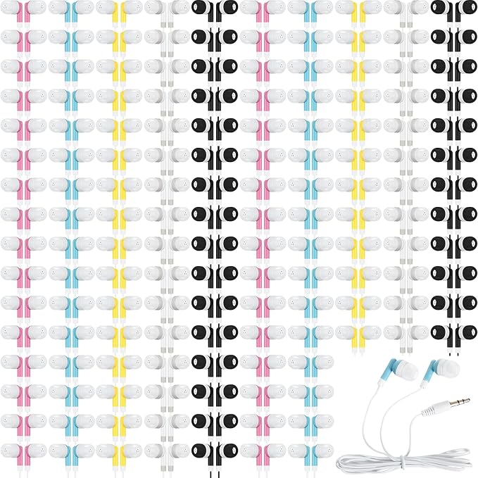 Kigeli 300 Packs Wired Earbuds Bulk, Colorful