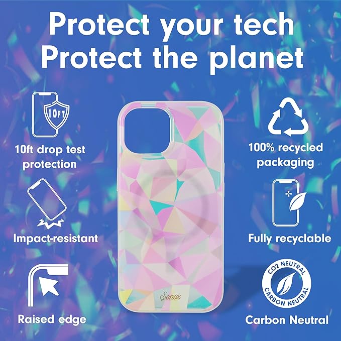 Sonix Case for iPhone 15 Plus, iPhone 14 Plus | Compatible with MagSafe | 10ft Drop Tested | Glam Prismatic