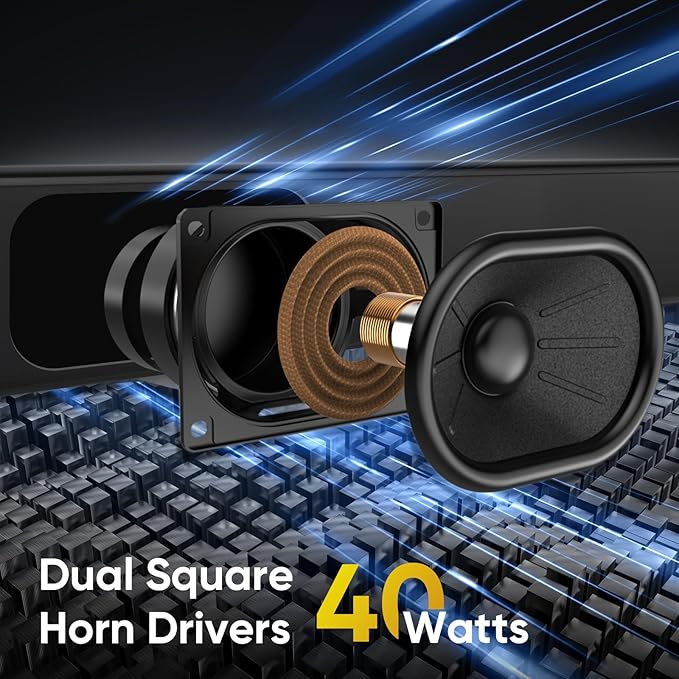 Sound Bar for Smart TV, Soundbar for TV with Bass Reflector and Easy Set up, Home Audio Surround Sound System for TV PC Projector, Wall Mountable