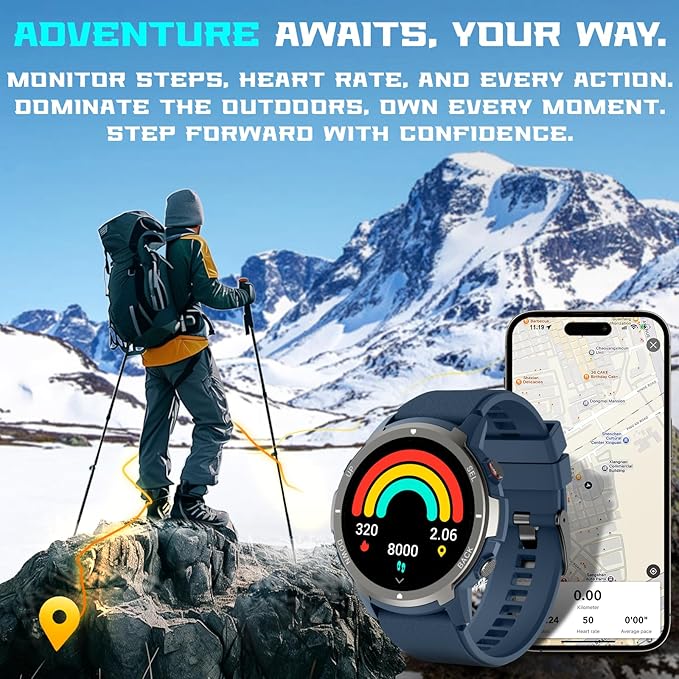 Smart Watch for Men- Bluetooth Call, IP68 Fitness Watch, 24/7 Sleep Monitor, Fitness Step Tracker Watch with 110 Sports Mode, Smartwatch for Android iOS (Casual, Blue, 1.39)