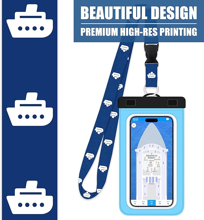 Cruise On Lanyards Waterproof Phone Pouch w/Touch Screen, Extra Large Dry Case for 7??Phones (iPhone 15 14 13 Max, Galaxy S24 Ultra, Pixel 8, OnePlus 12, Motorola) ??2-Pack for Travel & Beach Safety