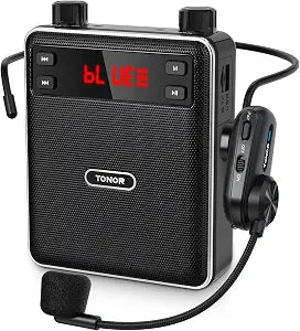 TONOR Voice Amplifier Wireless Microphone 25W, Portable Voice Amplifier for Teachers with Bluetooth Headset Mic, Portable Speaker Megaphone 25 m/82ft for Classroom, Training, Teaching, Yoga, K12