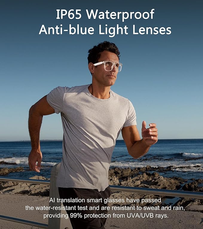 AI Smart Glasses, Multifunctional Bluetooth Sunglasses for Men & Women, 116 Languages & Accents Translator Device, Blue Light Filter & Polarized UV Protection Lenses Translation Glasses, Pink