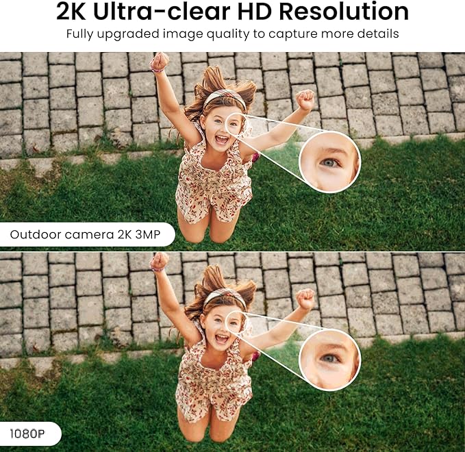 2K Cameras for Home Security-Outdoor/Indoor Camera for Dog/Cat/Pet/Nanny/Baby/Elderly, Color Night Vision, White Light, Siren, 24/7 SD Recordings, Works with Alexa, Plug in (C1-White-3pack-2.4G)
